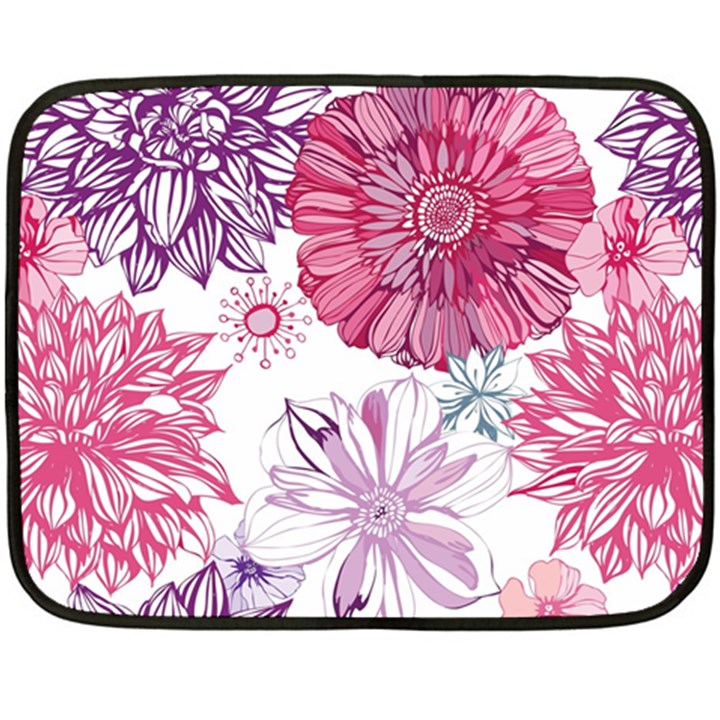 Red And Pink Flowers Vector Art Asters Patterns Backgrounds One Side Fleece Blanket (Mini)