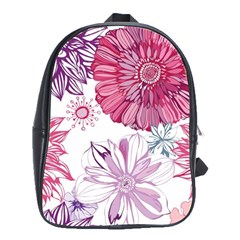 Red And Pink Flowers Vector Art Asters Patterns Backgrounds School Bag (large) by Jancukart