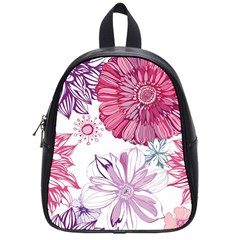 Red And Pink Flowers Vector Art Asters Patterns Backgrounds School Bag (small)