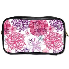 Red And Pink Flowers Vector Art Asters Patterns Backgrounds Toiletries Bag (one Side) by Jancukart