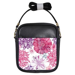 Red And Pink Flowers Vector Art Asters Patterns Backgrounds Girls Sling Bag