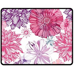 Red And Pink Flowers Vector Art Asters Patterns Backgrounds One Side Fleece Blanket (medium) by Jancukart