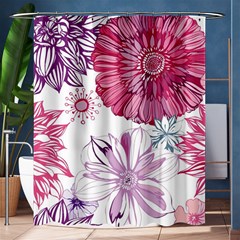 Red And Pink Flowers Vector Art Asters Patterns Backgrounds Shower Curtain 60  X 72  (medium)  by Jancukart