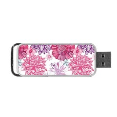 Red And Pink Flowers Vector Art Asters Patterns Backgrounds Portable Usb Flash (one Side)