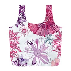 Red And Pink Flowers Vector Art Asters Patterns Backgrounds Full Print Recycle Bag (l)