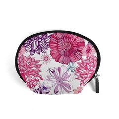 Red And Pink Flowers Vector Art Asters Patterns Backgrounds Accessory Pouch (small)