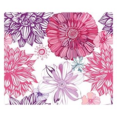 Red And Pink Flowers Vector Art Asters Patterns Backgrounds Premium Plush Fleece Blanket (small)