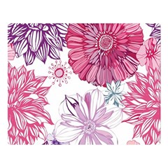 Red And Pink Flowers Vector Art Asters Patterns Backgrounds Premium Plush Fleece Blanket (large) by Jancukart