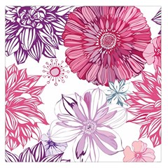 Red And Pink Flowers Vector Art Asters Patterns Backgrounds Square Satin Scarf (36  X 36 ) by Jancukart