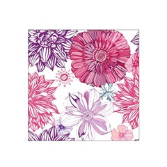 Red And Pink Flowers Vector Art Asters Patterns Backgrounds Satin Bandana Scarf 22  X 22 