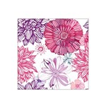 Red And Pink Flowers Vector Art Asters Patterns Backgrounds Satin Bandana Scarf 22  x 22  Front