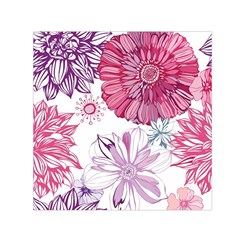 Red And Pink Flowers Vector Art Asters Patterns Backgrounds Square Satin Scarf (30  X 30 ) by Jancukart