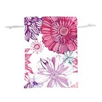 Red And Pink Flowers Vector Art Asters Patterns Backgrounds Lightweight Drawstring Pouch (L) Back