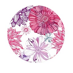 Red And Pink Flowers Vector Art Asters Patterns Backgrounds Mini Round Pill Box (pack Of 3) by Jancukart