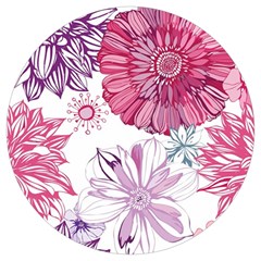 Red And Pink Flowers Vector Art Asters Patterns Backgrounds Round Trivet by Jancukart