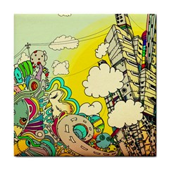 Doodle Wallpaper Artistic Surreal Tile Coaster