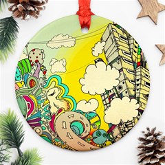 Doodle Wallpaper Artistic Surreal Ornament (round)