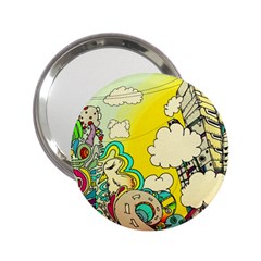 Doodle Wallpaper Artistic Surreal 2 25  Handbag Mirrors