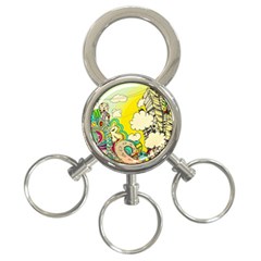 Doodle Wallpaper Artistic Surreal 3-ring Key Chain