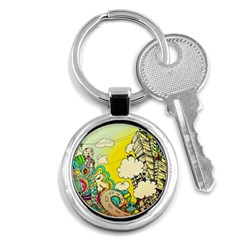 Doodle Wallpaper Artistic Surreal Key Chain (round)