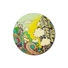 Doodle Wallpaper Artistic Surreal Rubber Coaster (round) by Jancukart