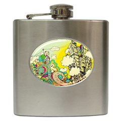 Doodle Wallpaper Artistic Surreal Hip Flask (6 Oz)