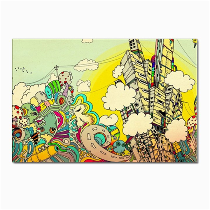 Doodle Wallpaper Artistic Surreal Postcard 4 x 6  (Pkg of 10)