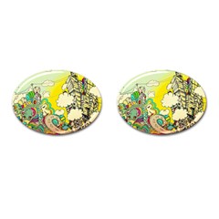 Doodle Wallpaper Artistic Surreal Cufflinks (oval)