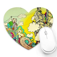 Doodle Wallpaper Artistic Surreal Heart Mousepad