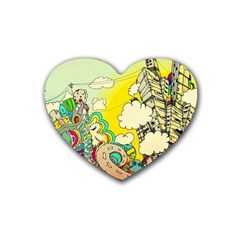 Doodle Wallpaper Artistic Surreal Rubber Coaster (heart)