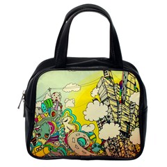 Doodle Wallpaper Artistic Surreal Classic Handbag (one Side)