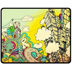 Doodle Wallpaper Artistic Surreal One Side Fleece Blanket (medium)