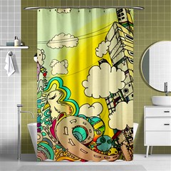 Doodle Wallpaper Artistic Surreal Shower Curtain 48  X 72  (small) 