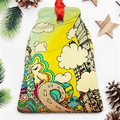 Doodle Wallpaper Artistic Surreal Bell Ornament (two Sides)