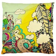 Doodle Wallpaper Artistic Surreal Large Cushion Case (one Side)