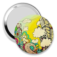 Doodle Wallpaper Artistic Surreal 3  Handbag Mirrors