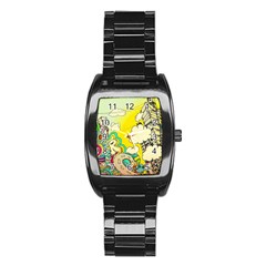 Doodle Wallpaper Artistic Surreal Stainless Steel Barrel Watch by Jancukart