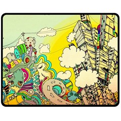 Doodle Wallpaper Artistic Surreal Fleece Blanket (medium)