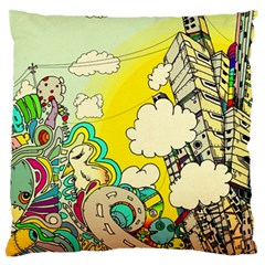 Doodle Wallpaper Artistic Surreal Large Premium Plush Fleece Cushion Case (two Sides)