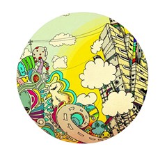 Doodle Wallpaper Artistic Surreal Mini Round Pill Box