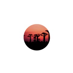 Baobabs Trees Silhouette Landscape Sunset Dusk 1  Mini Buttons by Jancukart