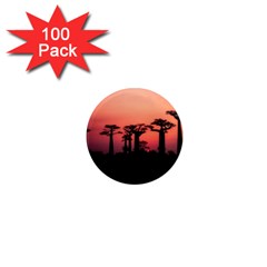 Baobabs Trees Silhouette Landscape Sunset Dusk 1  Mini Magnets (100 Pack) 