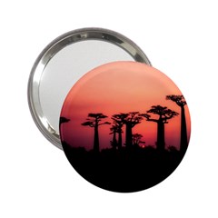 Baobabs Trees Silhouette Landscape Sunset Dusk 2 25  Handbag Mirrors