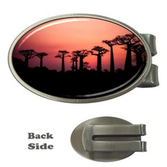 Baobabs Trees Silhouette Landscape Sunset Dusk Money Clips (oval) 