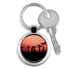 Baobabs Trees Silhouette Landscape Sunset Dusk Key Chain (round)