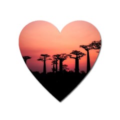 Baobabs Trees Silhouette Landscape Sunset Dusk Heart Magnet