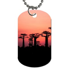 Baobabs Trees Silhouette Landscape Sunset Dusk Dog Tag (two Sides) by Jancukart