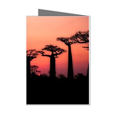 Baobabs Trees Silhouette Landscape Sunset Dusk Mini Greeting Cards (pkg Of 8) by Jancukart