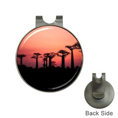 Baobabs Trees Silhouette Landscape Sunset Dusk Hat Clips With Golf Markers