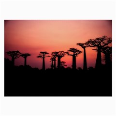 Baobabs Trees Silhouette Landscape Sunset Dusk Large Glasses Cloth by Jancukart